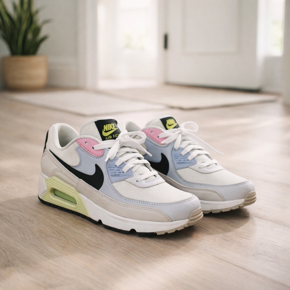 Nike Women's White Black Pastel Pink & Blue Sneakers